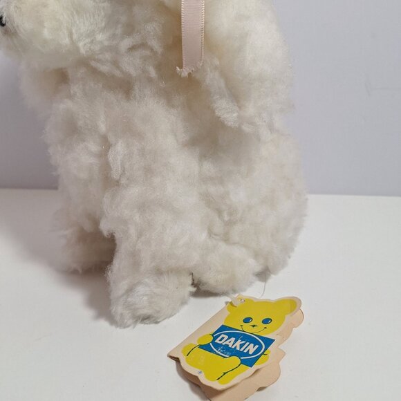 1980 Dakin Yvette White Poodle Pillow Pets Plush Bean Bag 9" w Tag & Pink Bows - Picture 10 of 16